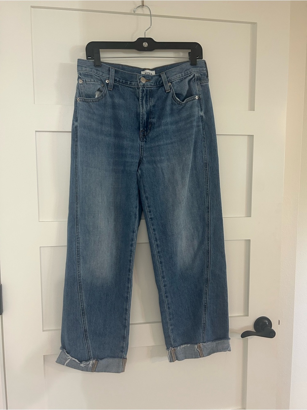pistola Medium Blue Cropped Wide-Leg Jeans Size 27